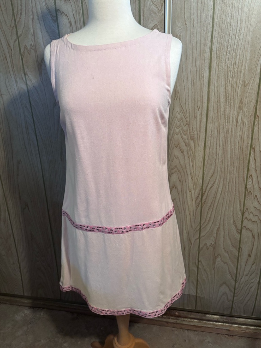 Vintage Linen-silk blend Sleeveless Pink Dress - size small - mint!